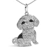 .925 Sterling Silver 1/2 Cttw White and Black Diamond Shih Tzu Dog 18" Pendant Necklace (I-J Color, I2-I3 Clarity)-0