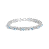 .925 Sterling Silver Oval Blue Topaz Diamond Butterfly Link Bracelet (I-J Color, I1-I2 Clarity) - Size 7" Inches