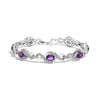 .925 Sterling Silver 1/10 Cttw Natural Round Diamond and 7X5MM Oval Amethyst Cross Tennis Bracelet (I-J Color, I1-I2 Clarity) - 7"-0