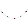 .925 Sterling Silver Checkerboard Cut Red Garnet Bezel Station Necklace - 22" Inches-1