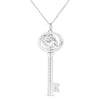 .925 Sterling Silver Diamond Accent Zodiac Key 18" Pendant Necklace (K-L Color, I1-I2 Clarity)-0