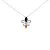 .925 Sterling Silver Marquise Onyx and Citrine and Diamond Accent Fleur De Lis Pendant Necklace (H-I Color, SI1-SI2 Clarity) - 18"-0