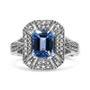 .925 Sterling Silver Diamond Accent and 8X6 mm Emerald-Shape Blue Topaz Ring (I-J Color, I2-I3 Clarity)-0