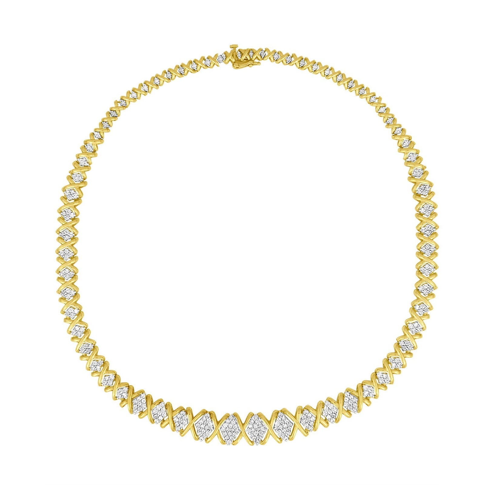 10K Yellow Gold 4 cttw Brilliant Round-Cut Diamond Graduating Riviera Statement Necklace (H-I Color, I2-I3 Clarity)-0