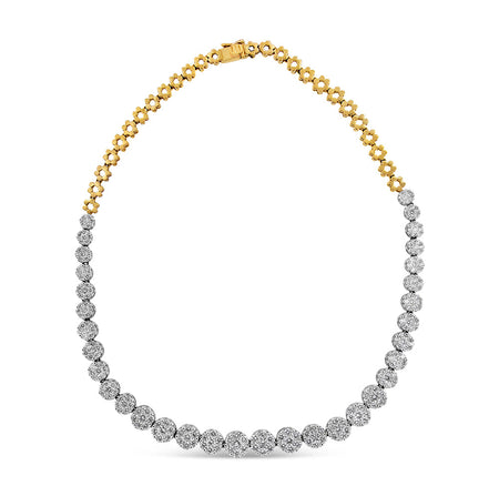 IGI Certified 14K Yellow Gold 14 3/4 cttw Pave Set Round-Cut Diamond Riviera Necklace (F-G Color, S2-I1 Clarity)-0