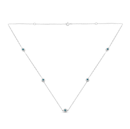 Sterling Silver Treated Blue Color Diamond Station Necklace (1/2 cttw, Blue Color, I2-I3 Clarity)-0