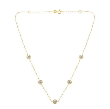 Sterling Silver Diamond Station Necklace (1/2 cttw, K-L Color, I2-I3 Clarity)-0