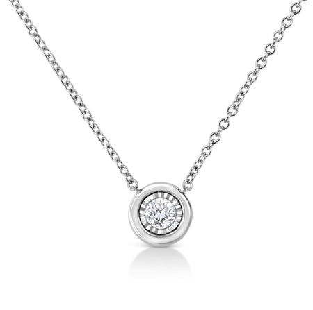 10K White Gold 1/10 Cttw Miracle Set Round-Cut Diamond 18" Pendant Necklace - Choice of Shape