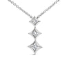 10K Gold 1/5 Cttw Princess Cut Diamond 3 Stone Drop 18" Pendant Necklace (H-I Color, SI2-I1 Clarity)-0