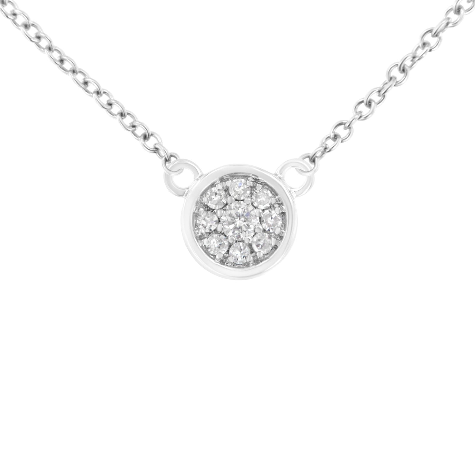 10K White Gold 1/4 Cttw Diamond Flower Pendant Necklace (I-J Color, I2-I3 Clarity) - Adjustable 16-18" chain-0