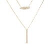 14K Yellow Gold 3/8 Cttw Two-Strand Marquise and Bar Charm Paper Clip Link Pendant Necklace  (I-J Color, I1-I2 Clarity) -18" and 20" Inch Lengths-0