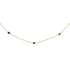 14K Yellow Gold Bezel Set 4x3 mm Oval Red Ruby Station Necklace - 18 Inches