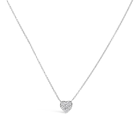 14K White Gold 1/4 Cttw Diamond Composite Heart Pendant Necklace - 18" Inches-0