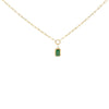 10K Yellow Gold Emerald Cut 6x4 MM Green Emerald Solitaire Pendant Necklace - 18 inch