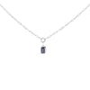 10K White Gold Emerald Cut 6x4 MM Blue Sapphire Solitaire Pendant Necklace - 18 inch-2