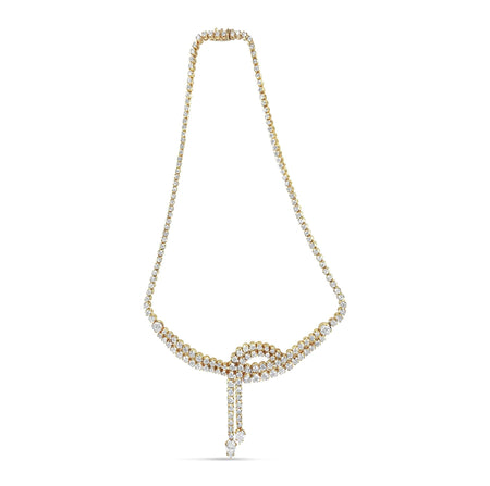 14k Yellow Gold 17.0 Cttw Diamond Double Row Lariat 18" Inch Tennis Necklace with Pear Shape Diamond Drop Tips (I-J Color, VS2-SI1 Clarity)-0