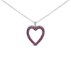 18K 1/3 Cttw Diamond and Red Ruby Open Heart with Black Rhodium 18" Pendant Necklace (G-H Color, VS2-SI1 Clarity)-0