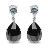 18K White Gold 1/5 Cttw Diamond with Pear Cut Sky Blue Topaz and Pear-Cut Black Onyx Gemstone Dangle Earring (G-H Color, SI1-SI2 Clarity)-0
