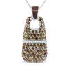 .925 Sterling Silver Brown Enamel 1 Cttw White and Brown Diamonds and  1.5mm Yellow and Orange Sapphire Gemstones Statement 18" Pendant Necklace (Brown and F-G Color, VS1-VS2 Clarity)-0