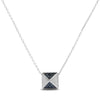 14K White Gold 1/4 Cttw Treated Blue Diamond Matte Finished Pyramid Pendant Necklace (Blue Color, SI1-SI2 Clarity) - 18" Inches-0