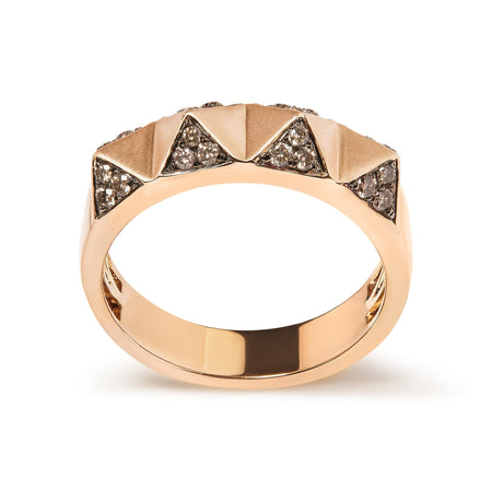 14K Rose Gold 1/4 Cttw Brown Diamond Pyramid Band Ring (Brown Color, SI1-SI2 Clarity)- Size 7-0