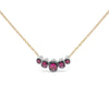 18K Rose Gold 3/4 Cttw Pave Diamonds and Graduated Red Ruby Gemstone Curved Bar Choker Necklace (G-H Color, SI1-SI2 Clarity) - Adjustable up to 14" - 16.5"-0
