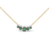 18K Rose Gold 3/4 Cttw Pave Diamonds and Graduated Green Tsavorite Gemstone Curved Bar Choker Necklace (G-H Color, SI1-SI2 Clarity) - Adjustable up to 14" - 16.5"-0