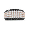 18K Rose Gold 2 1/5 Cttw Black and White Diamond 6 Row Band Ring (F-G and Black Color, VS1-VS2 Clarity)-0