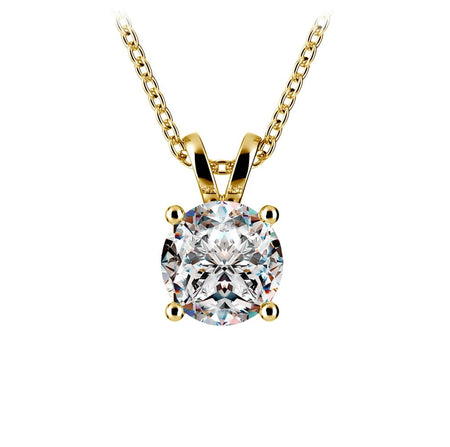 1.50 Ctw Prong Set Round Lab Grown Diamond Pendant In White /Yellow Gold G-VS