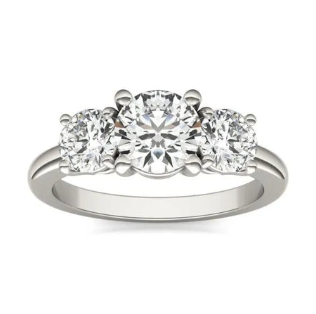 2 CTW AGI Certified Lab Grown Diamond (G-VS) Three Stone Engagement Ring in Choice of 14K Yellow or 14k White Gold-1