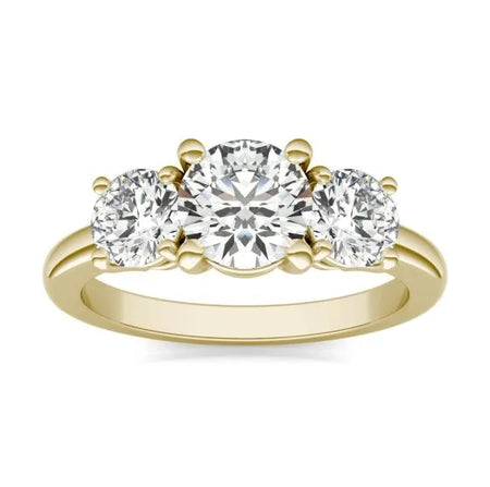 2 CTW AGI Certified Lab Grown Diamond (G-VS) Three Stone Engagement Ring in Choice of 14K Yellow or 14k White Gold-0