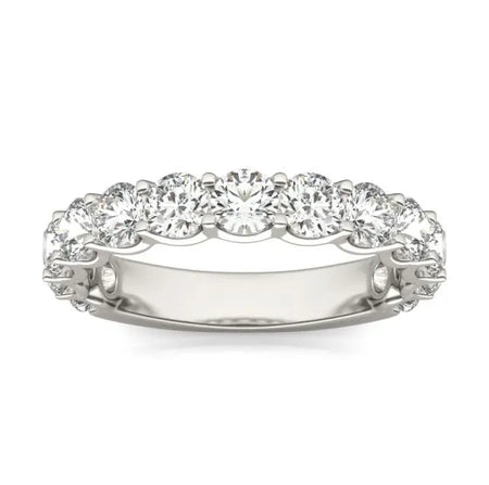 2 1/15 CTW Lab Grown Round Cut Diamond Half Eternity Ring in 14K White Gold - G-VS-0