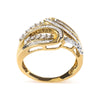 10K Yellow Gold 1/2 Cttw Round and Baguette cut Diamond Open Space Bypass Ring (H-I Color, SI2-I1 Clarity)-1