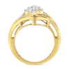 10K Yellow Gold over .925 Sterling Silver Diamond Bypass Cluster Ring (1 Cttw, I-J Color, I2-I3 Clarity)-1