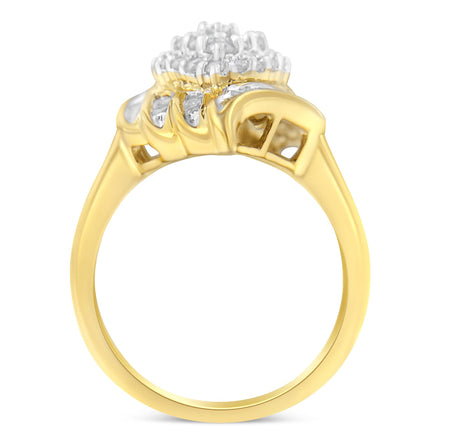10K Yellow Gold Plated .925 Sterling Silver Diamond Cocktail Ring (3/4 Cttw, I-J Color, I2-I3 Clarity)-1
