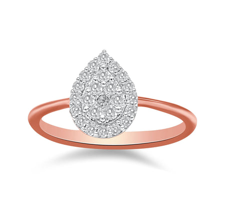 10K Rose Gold 3/8 Cttw Round-Cut Diamond Pear Promise Ring (I-J Color, I2-I3 Clarity)-1