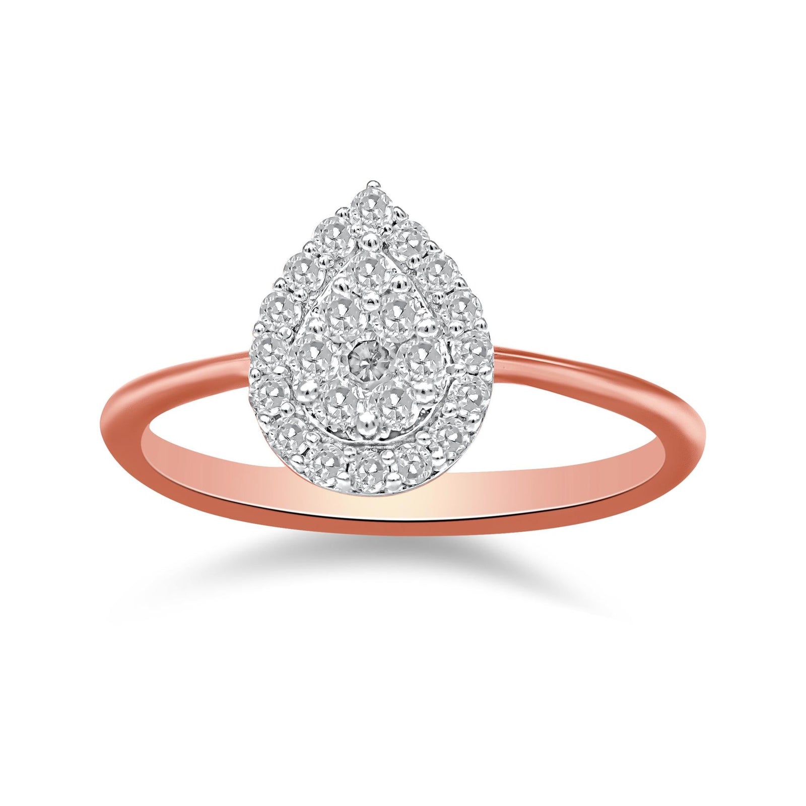 10K Rose Gold 3/8 Cttw Round-Cut Diamond Pear Promise Ring (I-J Color, I2-I3 Clarity)-1