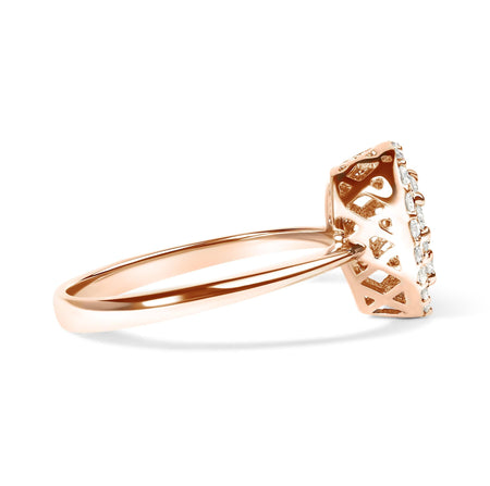 10K Rose Gold 3/8 Cttw Composite Diamond Pear Shaped Halo Promise Ring (I-J Color, I2-I3 Clarity)-1