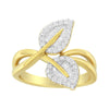 10K Yellow Gold 3/8 Cttw Round and Baguette-Cut Diamond Leaf Cocktail Ring (I-J Color, I1-I2 Clarity)-1