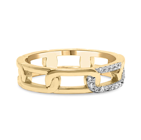 10K Yellow Gold Diamond Accent Paperclip Band Ring (I-J Color, I2-I3 Clarity)-1