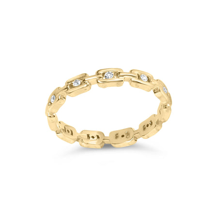 10K Yellow Gold 1/10 Cttw Diamond Paperclip Style Link Band Ring (H-I Color, I1-I2 Clarity)