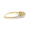 10K Yellow Gold 1/10 Cttw Diamond Swirl and Halo Promise Ring