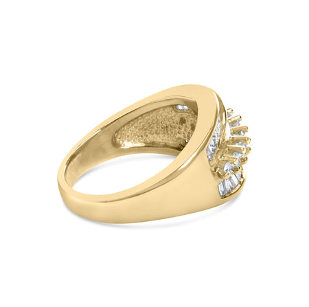 14K Yellow Gold 1.00 Cttw Diamond Cocktall Cluster 5 Stone Ring (H-I Color, SI1-I1 Clarity) - Ring Size 7-1