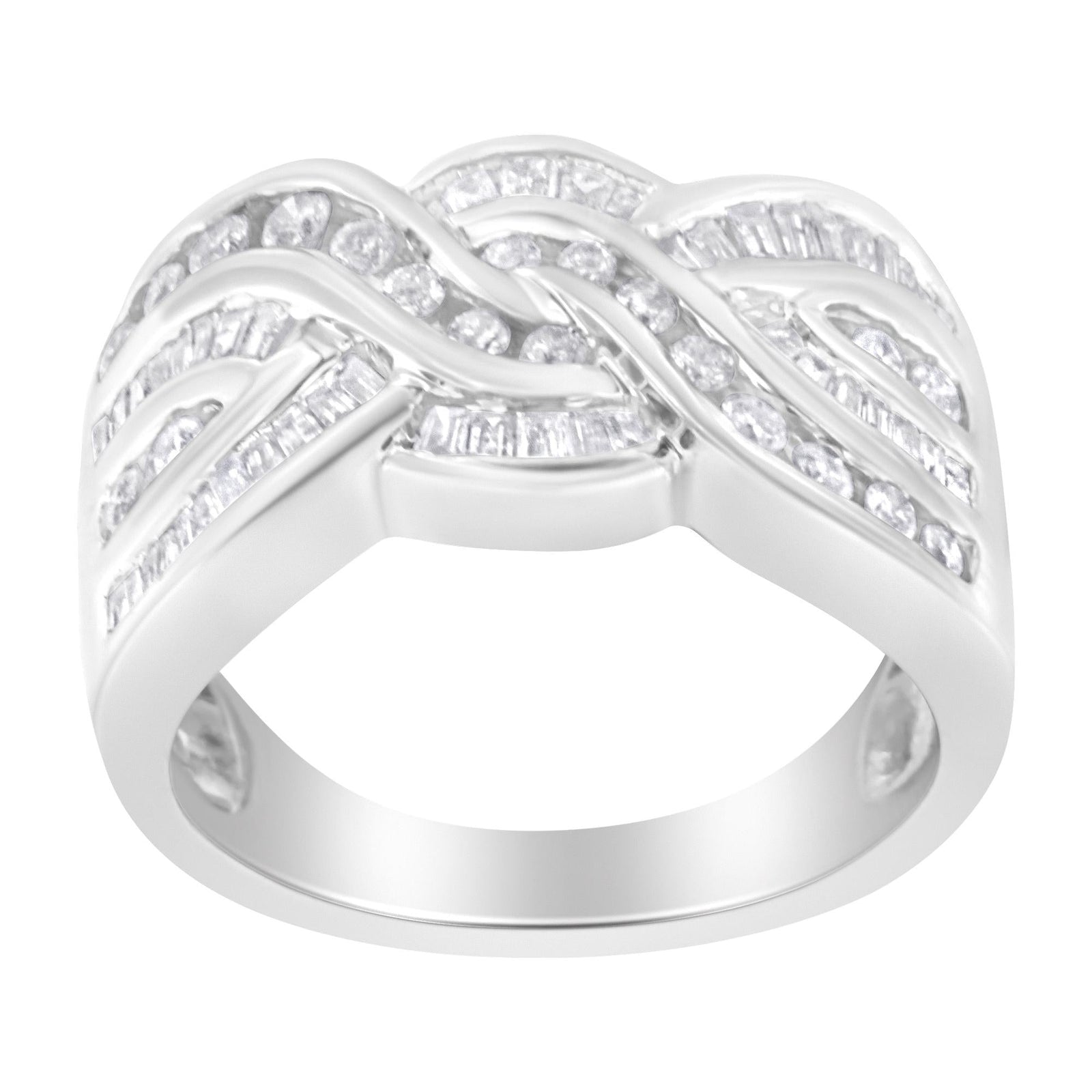 10K White Gold Diamond Bypass Ring (1 Cttw, H-I Color, I1-I2 Clarity)-1