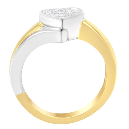 14K Two-Toned Gold Princess-Cut Diamond Heart Promise Ring (1/4 Cttw, H-I Color, I1-I2 Clarity)-1