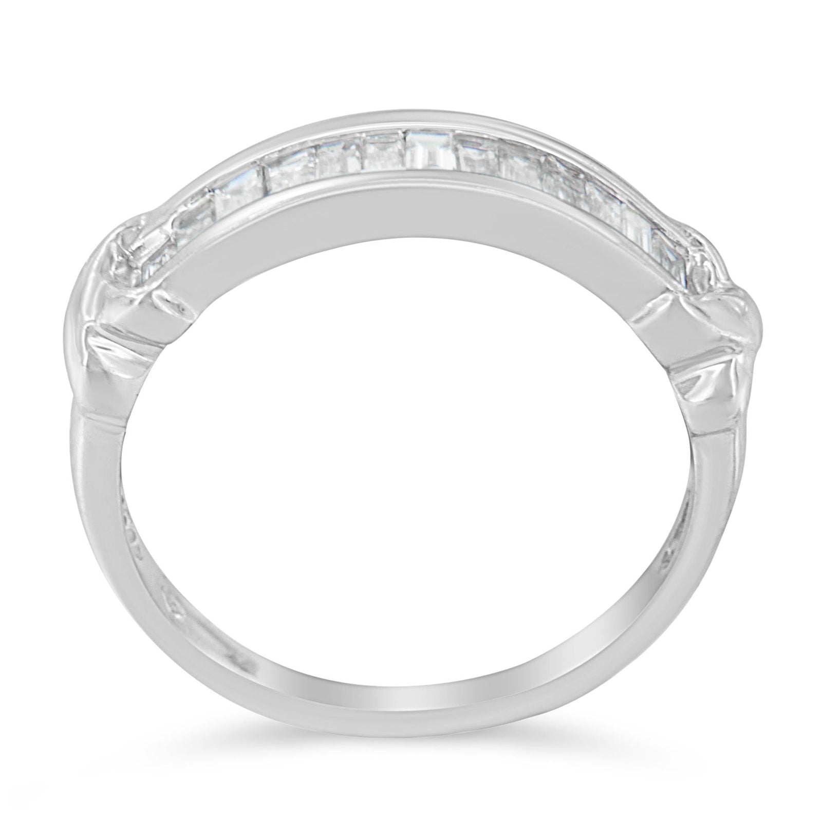 .925 Sterling Silver 1/2 Cttw Baguette Cut Diamond Channel Set X-Station Wedding Ring (H-I Color, I1-I2 Clarity)-1