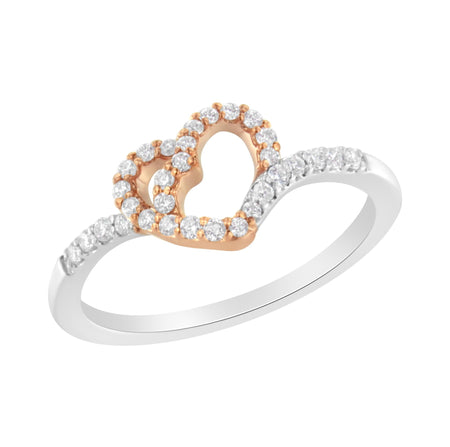 10K Two Toned Gold Diamond Heart Cocktail Ring (1/5 Cttw, H-I Color, I1-I2 Clarity)-1