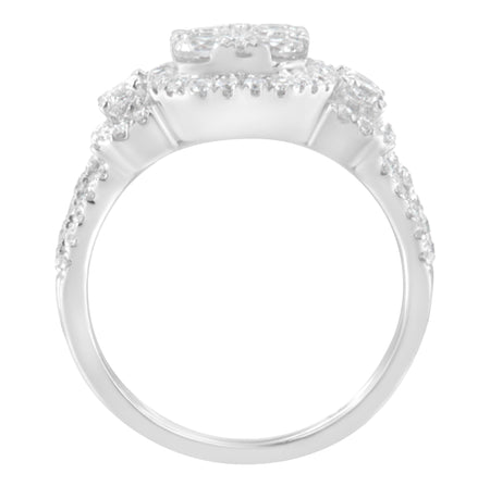 14K White Gold 2 1/4 Cttw Diamond Cocktail Cluster Ring (G-H Color, SI2-I1 Clarity)-1