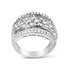 .925 Sterling Silver 2.00 Cttw Diamond Fashion Multi Row Cocktail Ring (H-I Color, I2-I3 Clarity)-1
