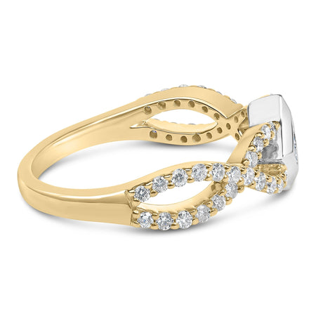 10K Two Tone Color 5/8 Cttw Diamond Kite and Twist Shank Ring (H-I Color,SI2-I1 Clarity)-1